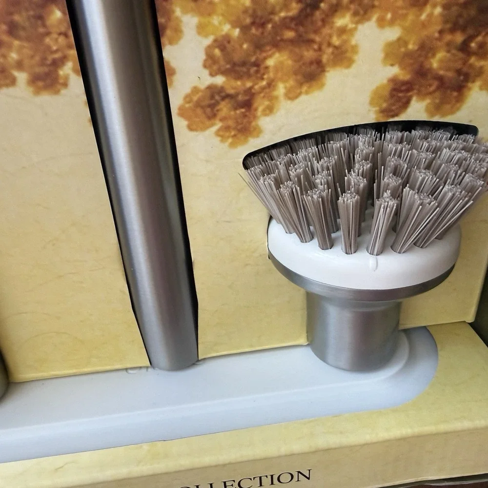 Curio Ionic Brush Set, Stainless Steel Magnetized Stand Upright Kitchen Dishwash